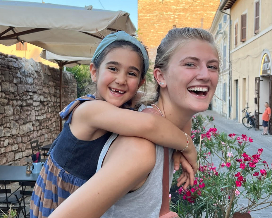 Anna and her host sister and exploring the town of Spello Anna and her host sister and exploring the town of Spello