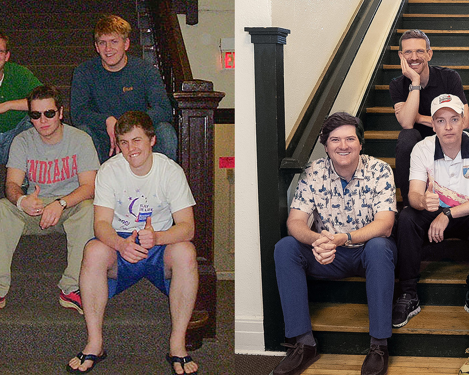Then and now photo of the residents of stone 105