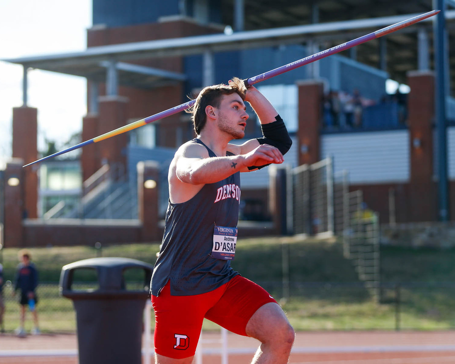 Andrew D’Asaro throwing a javelin.