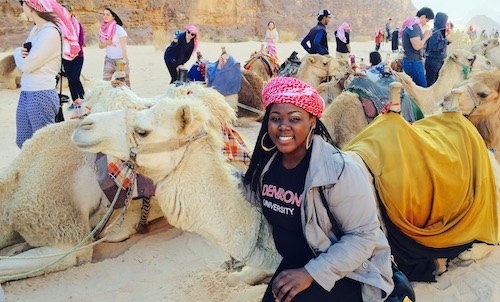 Keylee Jones with camel
