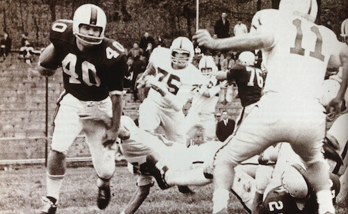 Tony Hall black and white playing college football
