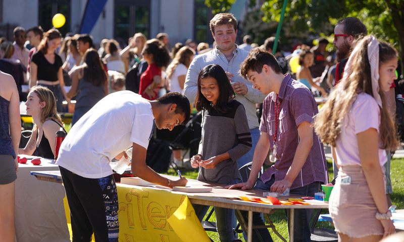 Students at the involvement fair