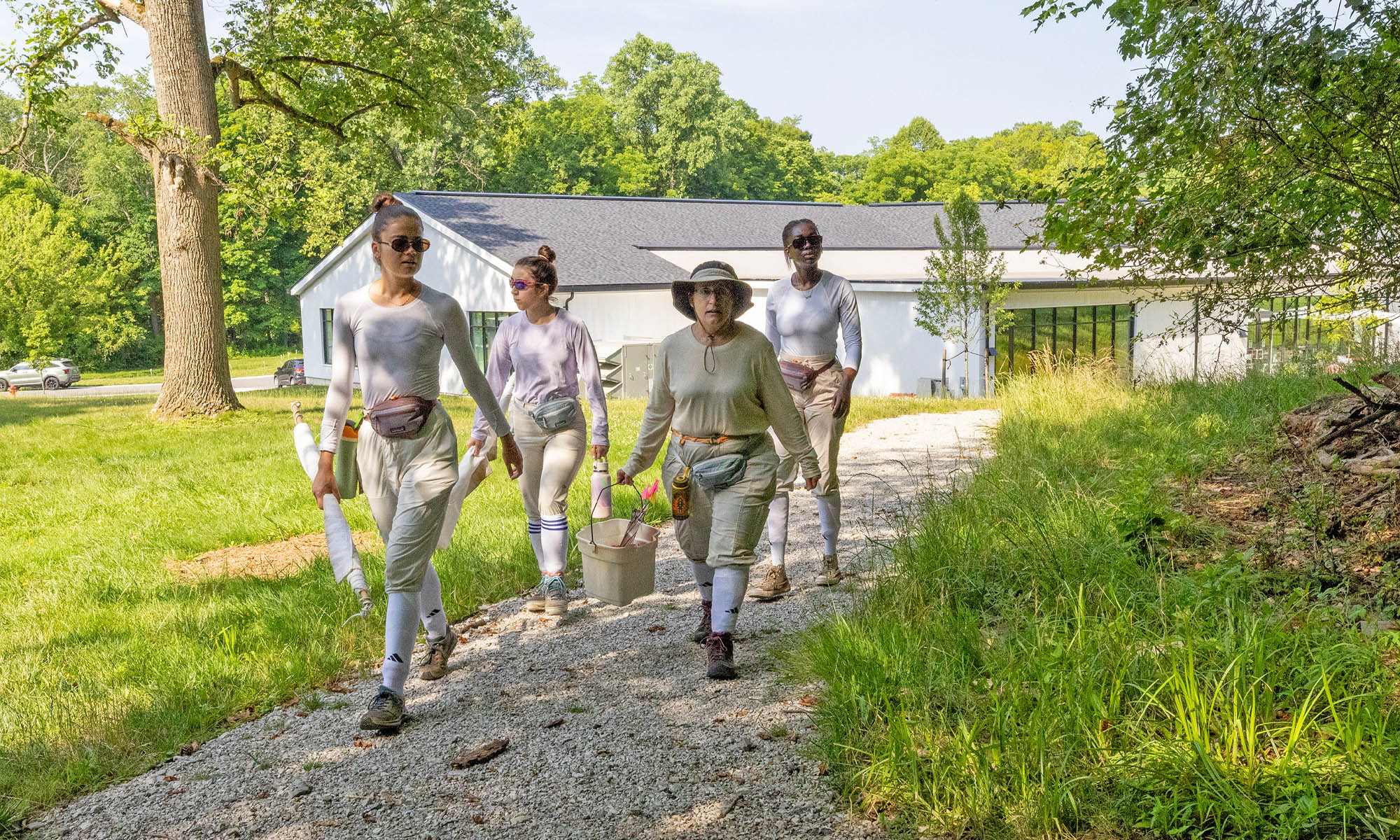 Professor Jessica Rettig and students set out into Denison's Biological Reserve.