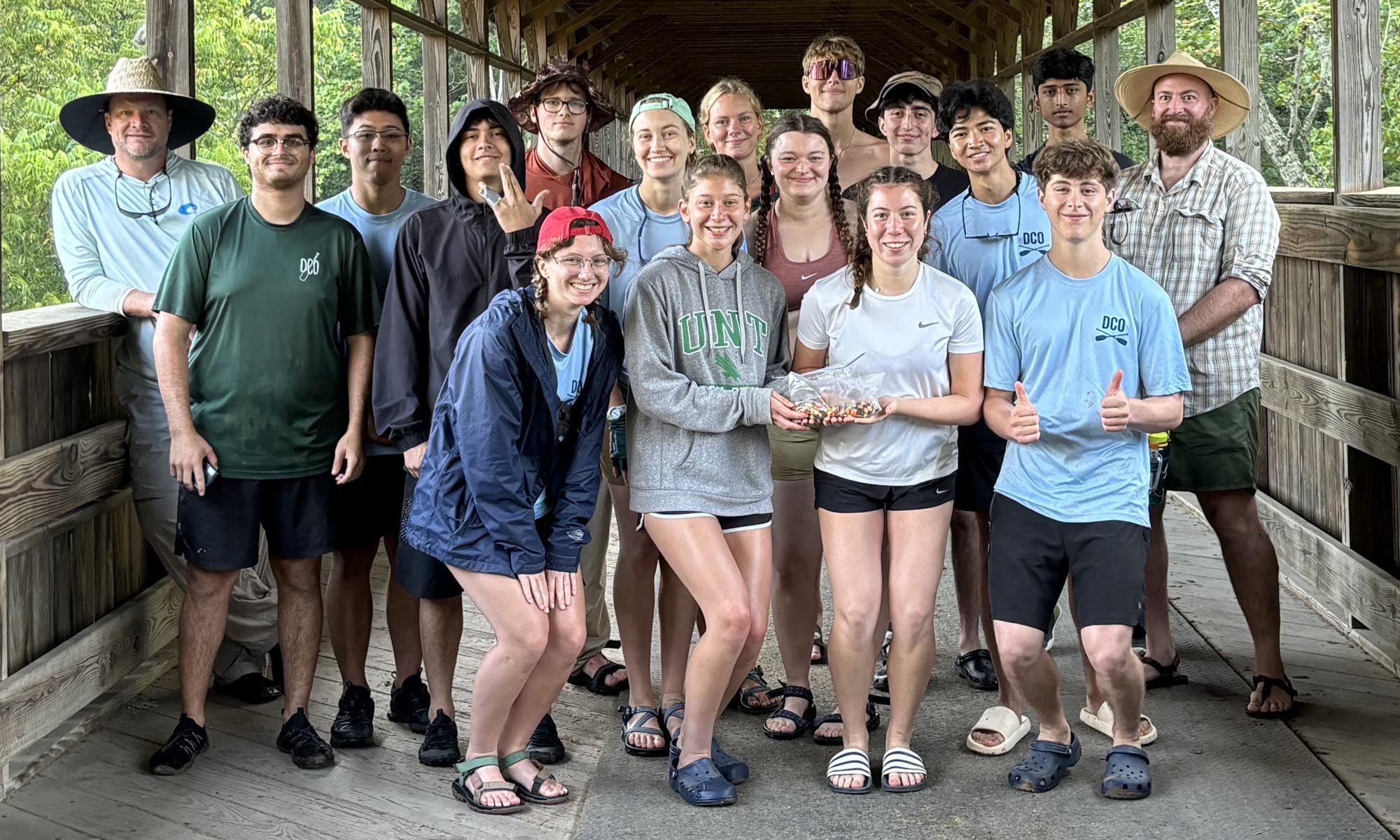 Students on a bridge