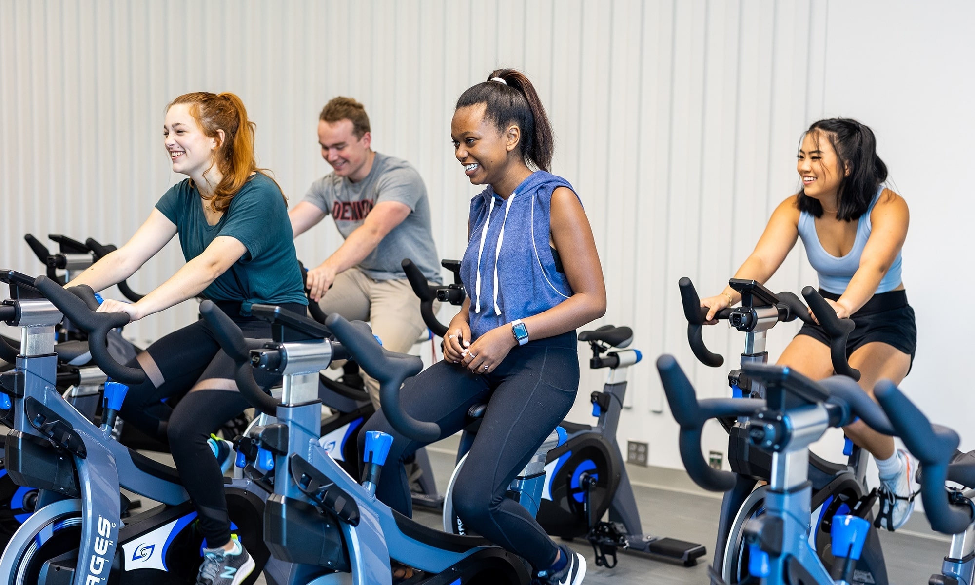 Fitness area with students
