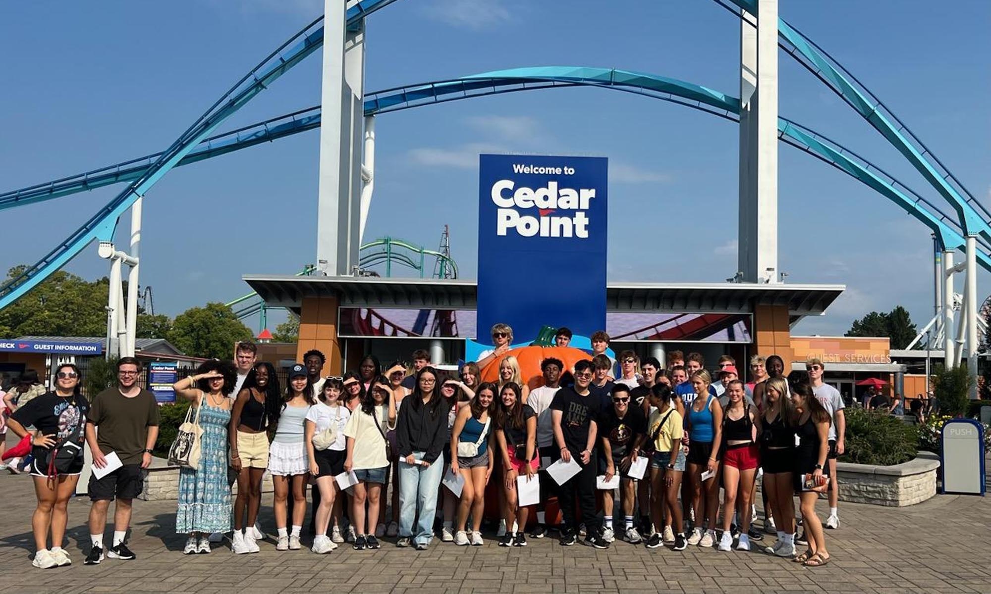 Students at the entrance to Cedar Point