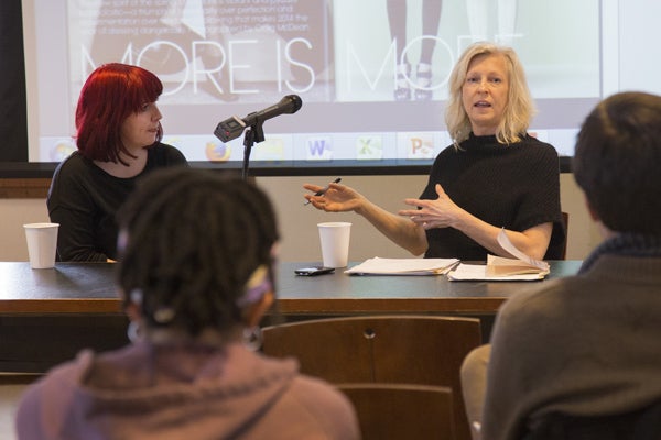 Beck Series guests, prize-winning poets Maggie Glover '05 and Page Starzinger