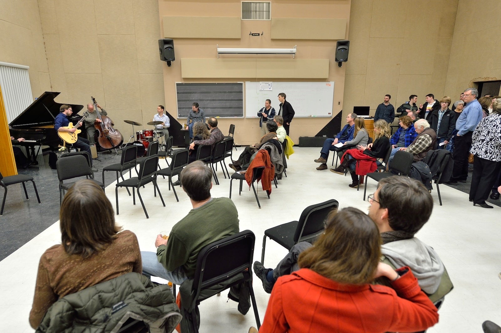 Reception following the first day of the Denison Jazz Guitar Festival in Burke Hall (Photo by Timothy E. Black)