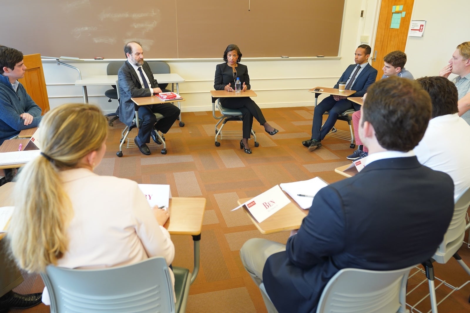 Former ambassador Susan Rice speaks to a political science class
