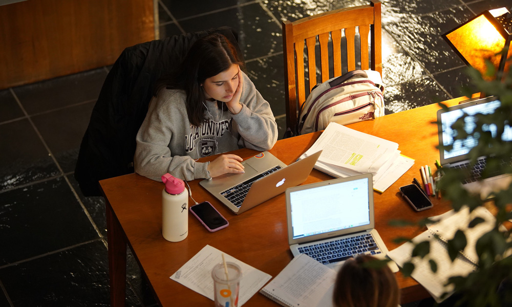 Students studying in the library