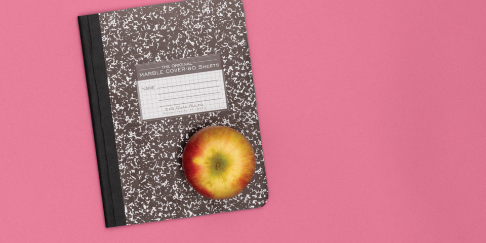 Notebook and Apple