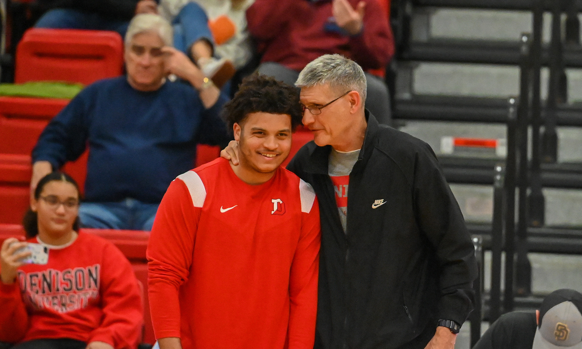 Jay Jackson '25 with former Denison Basketball Head Coach Bob Ghiloni