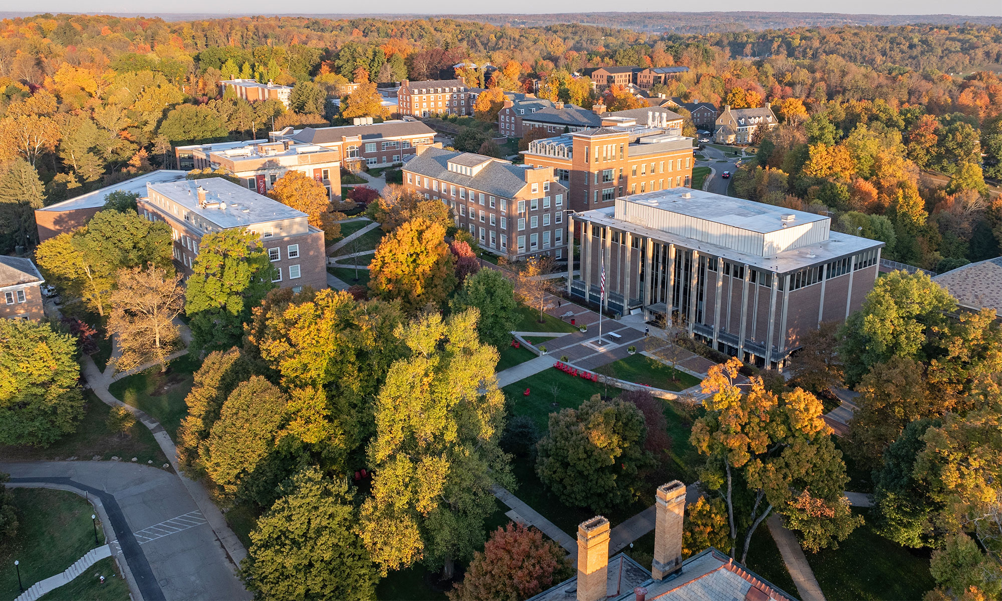 https://denison.eduOverhead shot of the Denison University campus