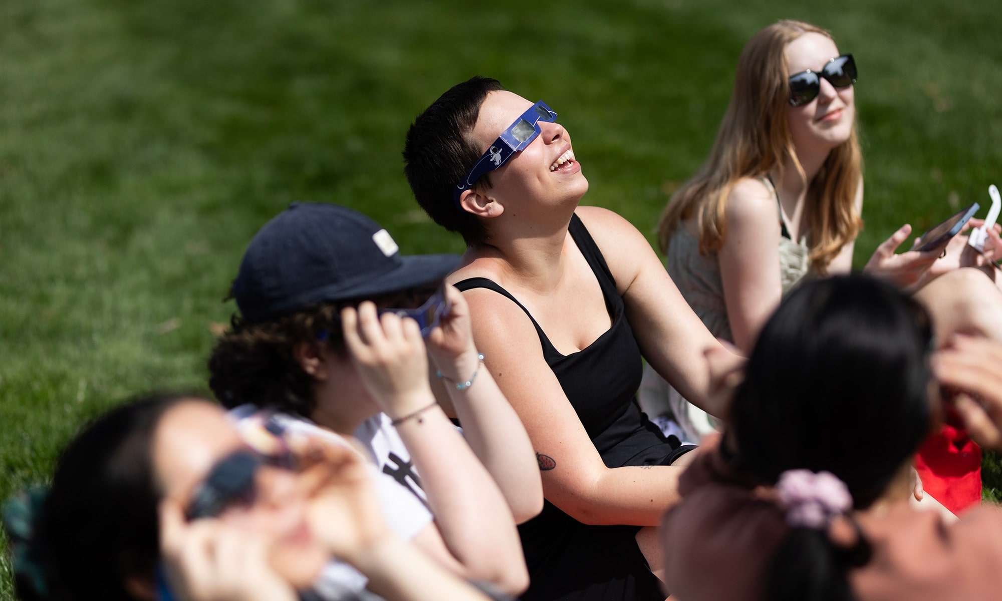 Students watching the solar eclipse