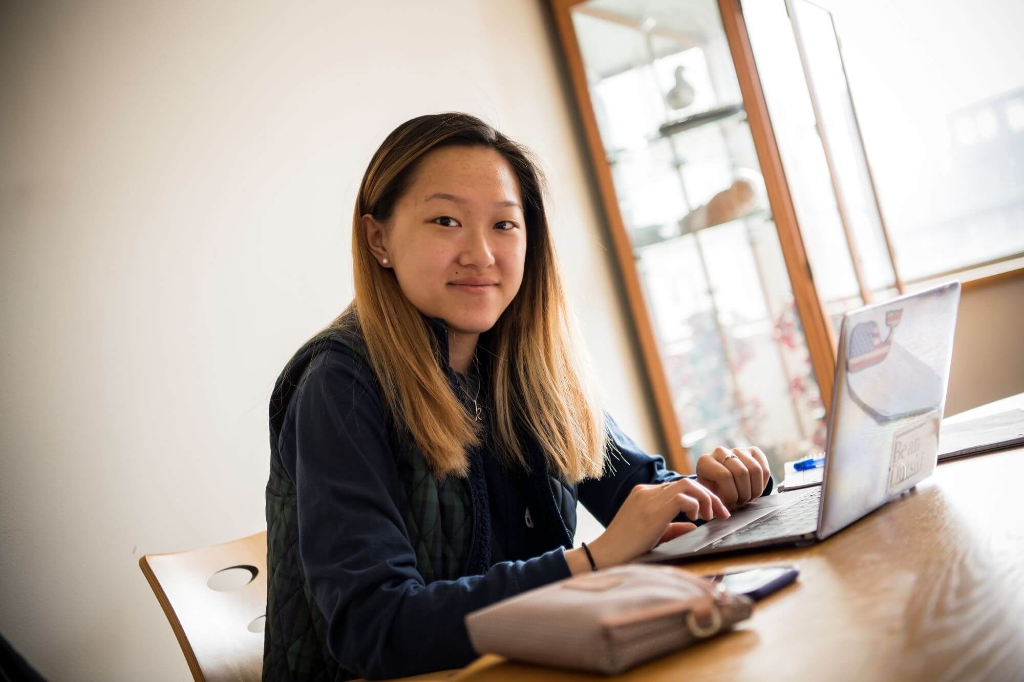 Student using laptop