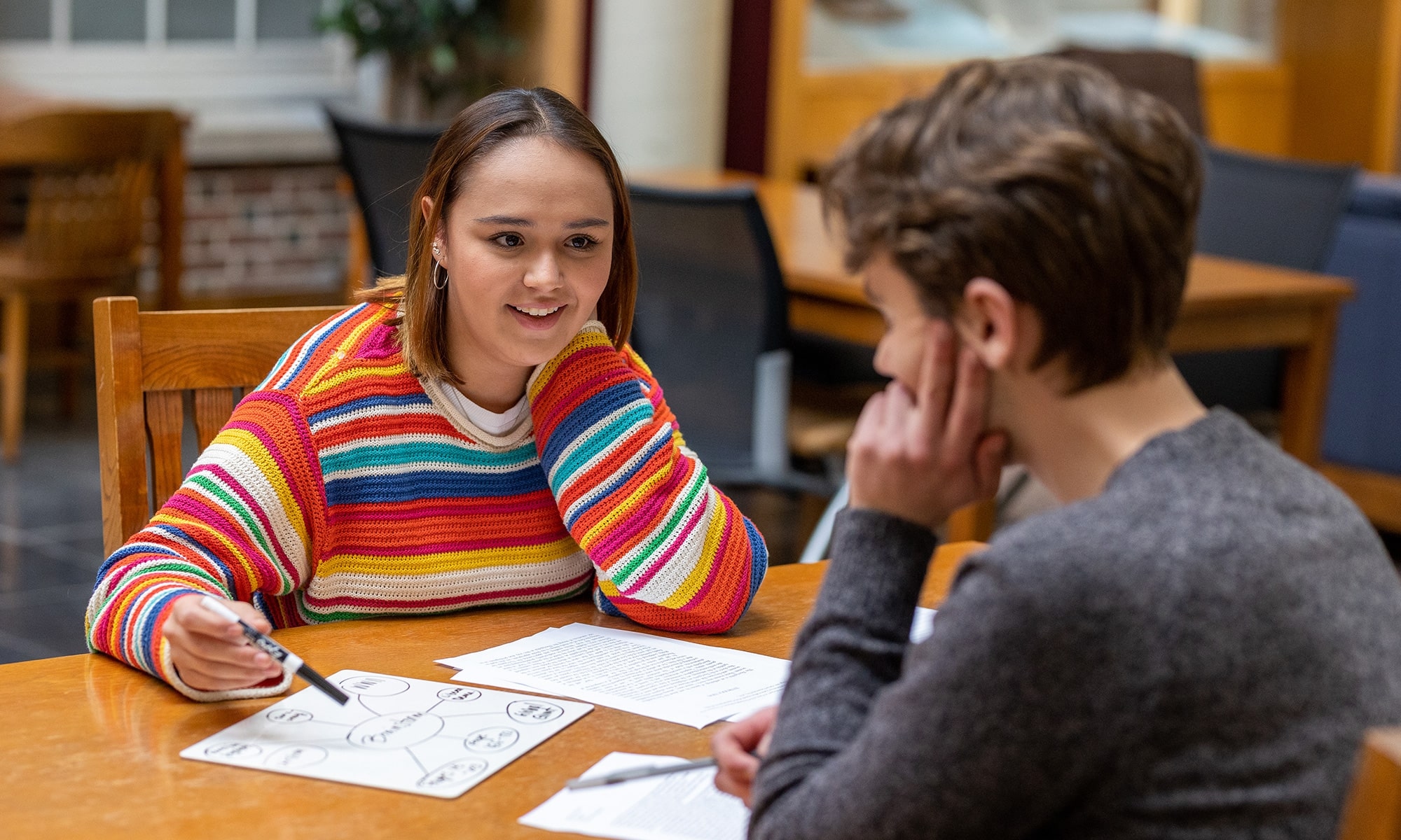 Students working together on a paper