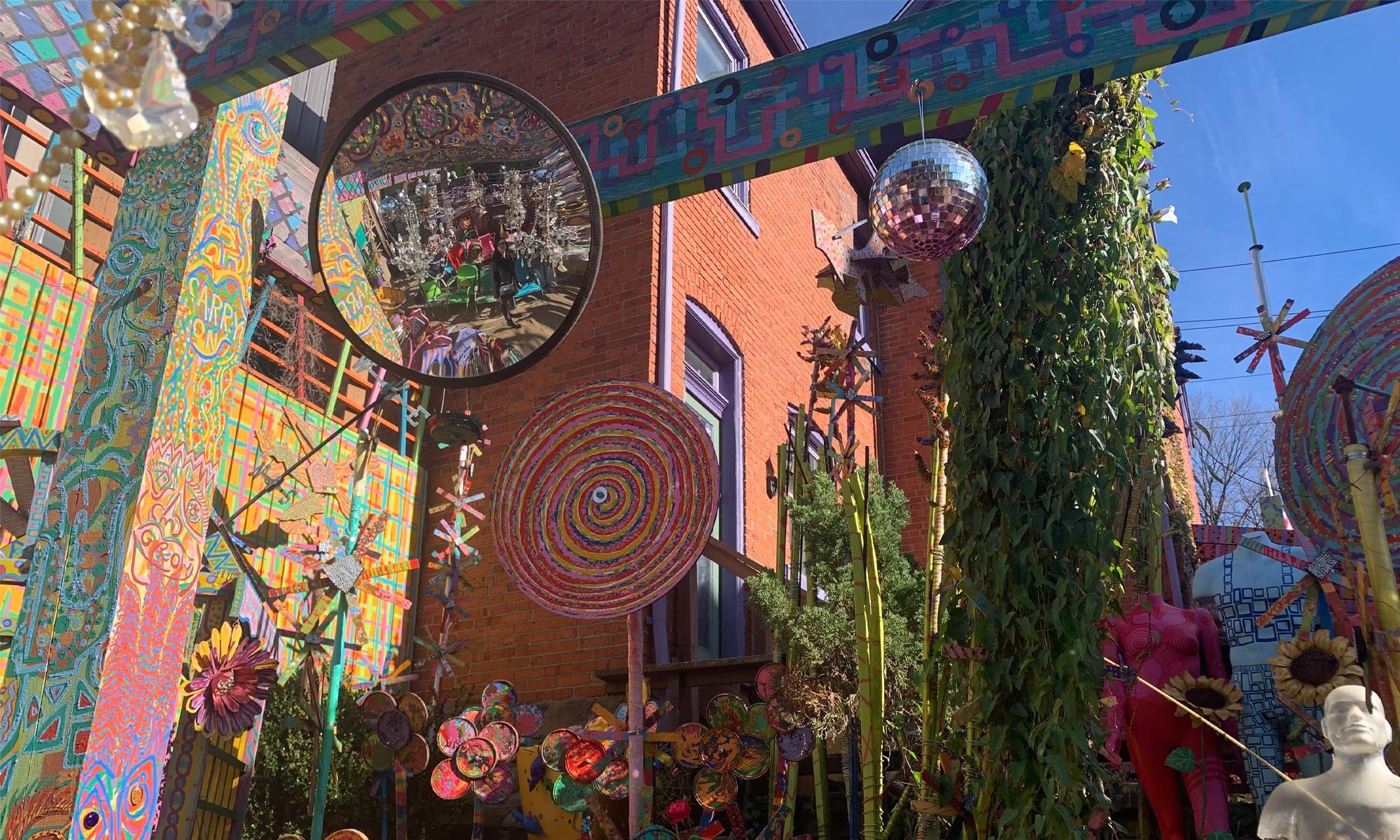 A colorful outdoor art installation.
