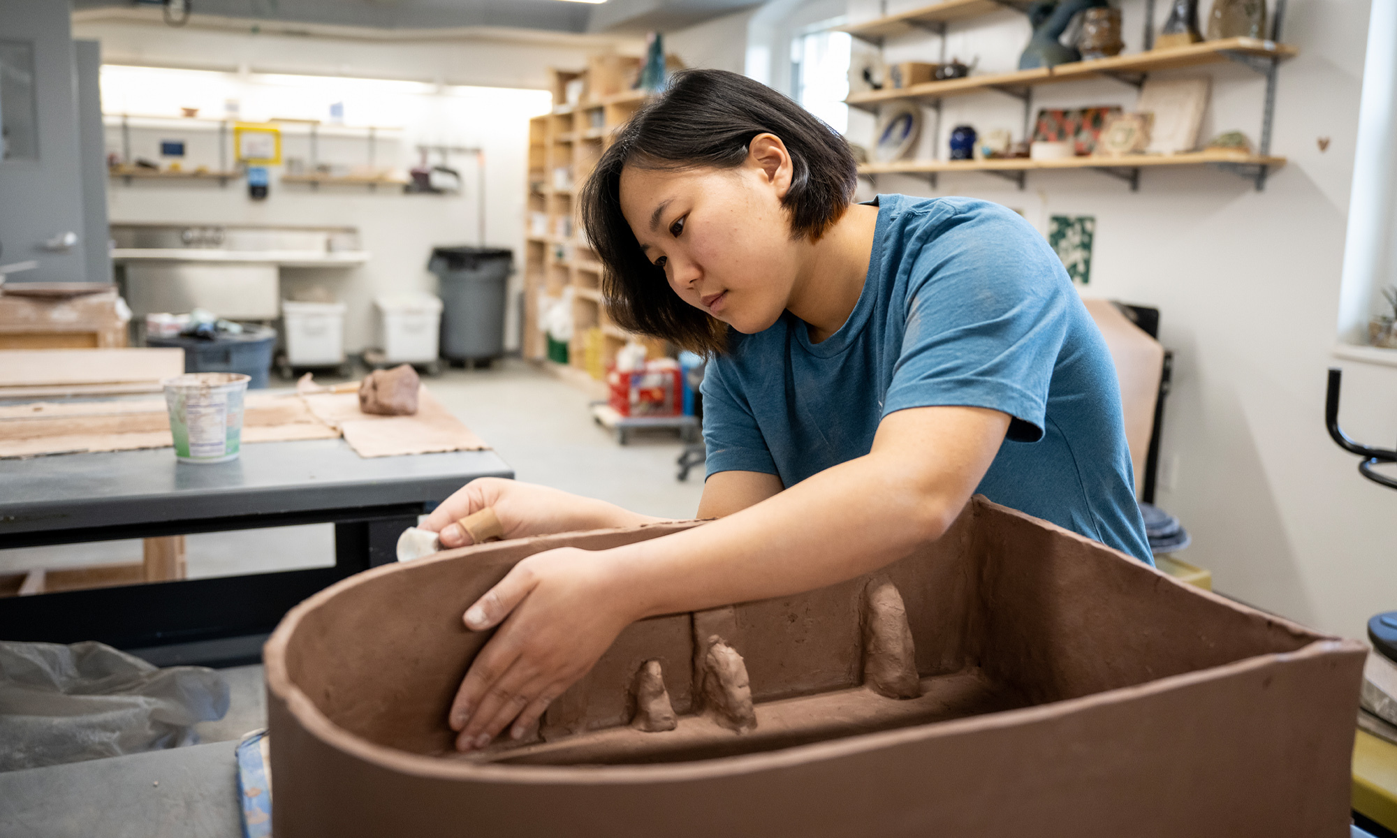 A student works on a project