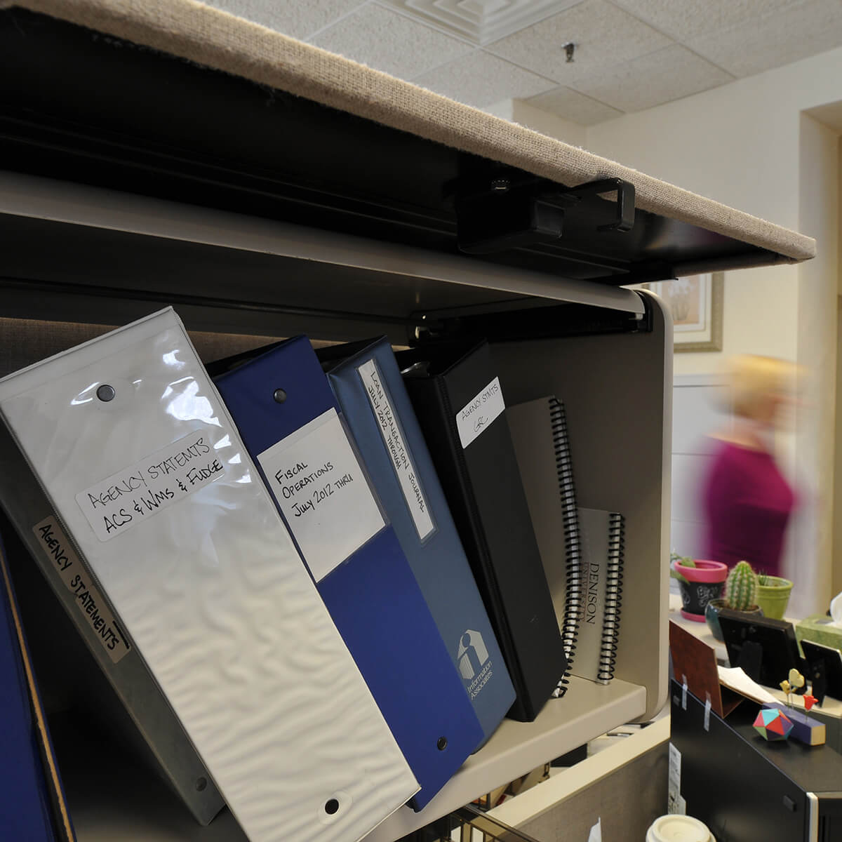 Binders on a shelf in Controller's Office