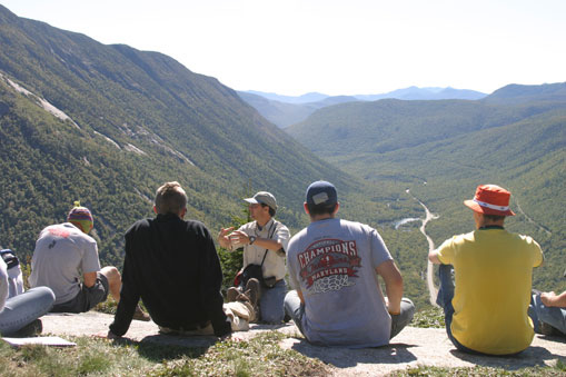 Dr. Hawkins explaining the plutons, Crawford Notch
