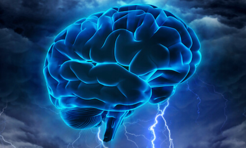 blue brain with lightning