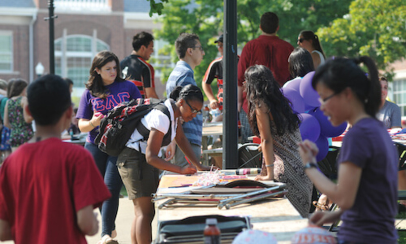students at campus fair
