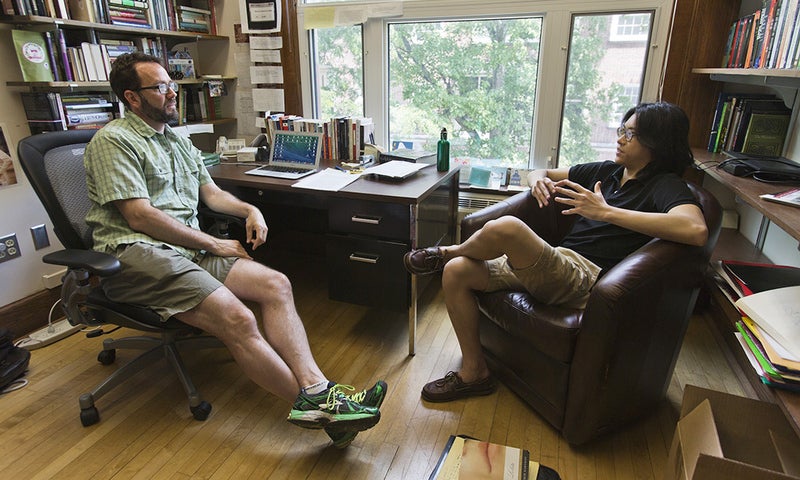 Professor with student