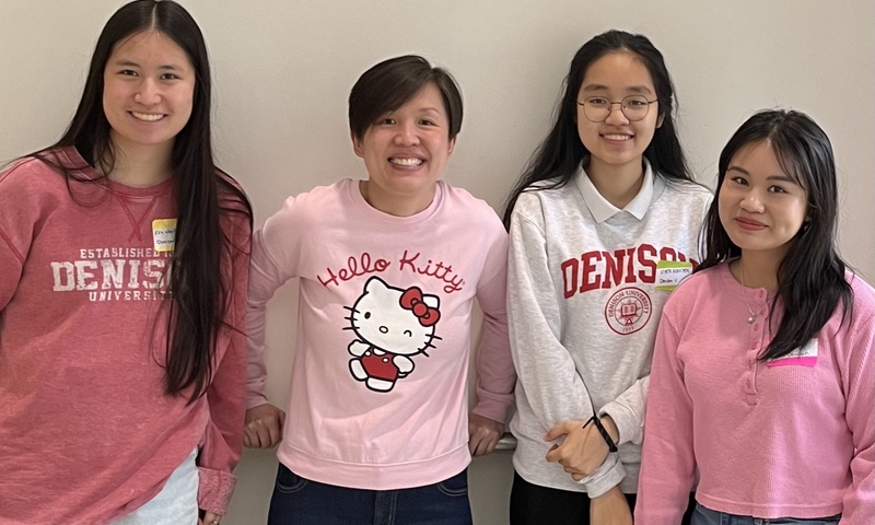 Elizabeth Ham '26, Celine Nguyen '25, Uyen Nguyen '26, along with Prof. May Mei, went to the Kenyon AWM (Association for Women in Mathematics) Mini-Conference on April 23, 2023.