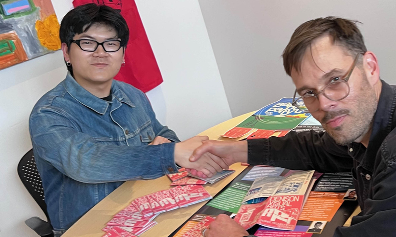 Duc Le ’26 with Associate Professor Keith Spencer, chair of the Department of Visual Arts.