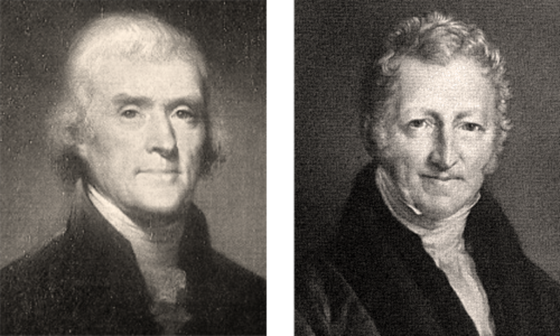 Photos of classical political economists Adam Smith and Thomas Malthus
