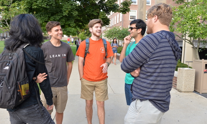Students chatting on the quad