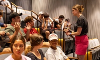 Students in conversation at the Braver Angels debate