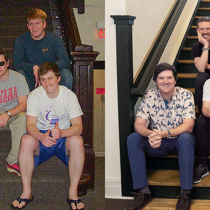 Then and now photo of the residents of stone 105