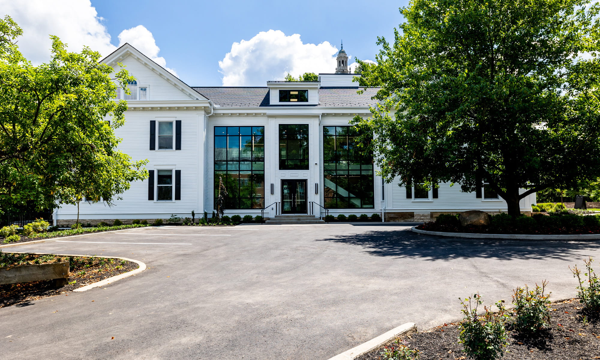 West entrance to Reese House and adjoining parking area.