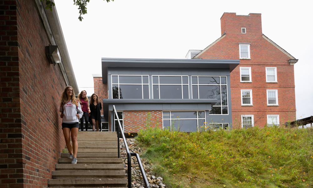 Students walking near their residence halls