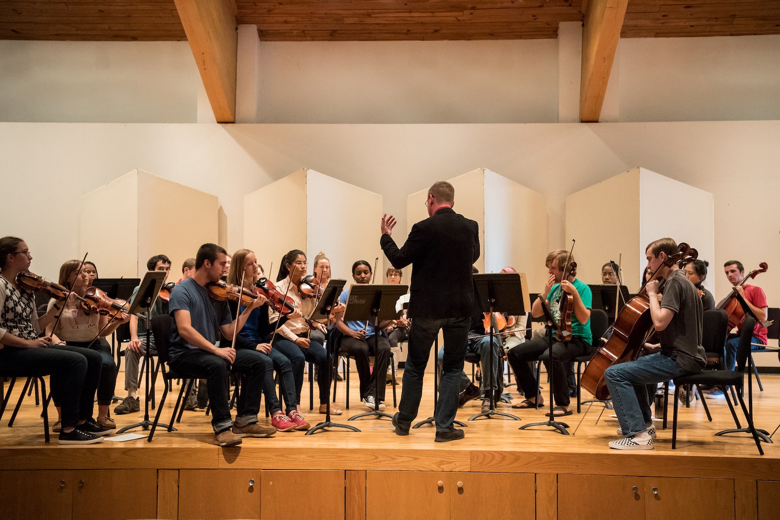 Music faculty leading class practice
