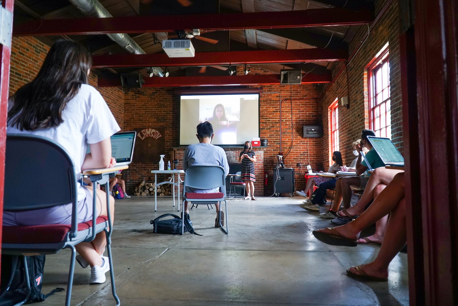 Faculty member leading socially-distanced class