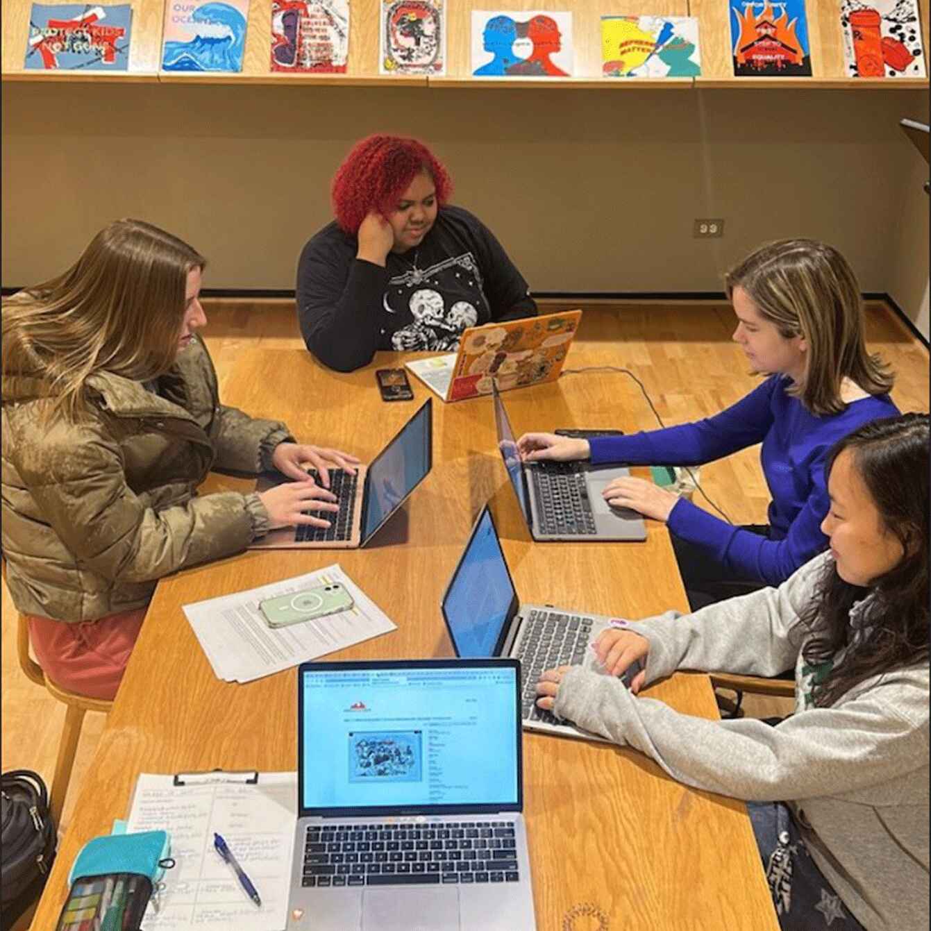 Interns studying together
