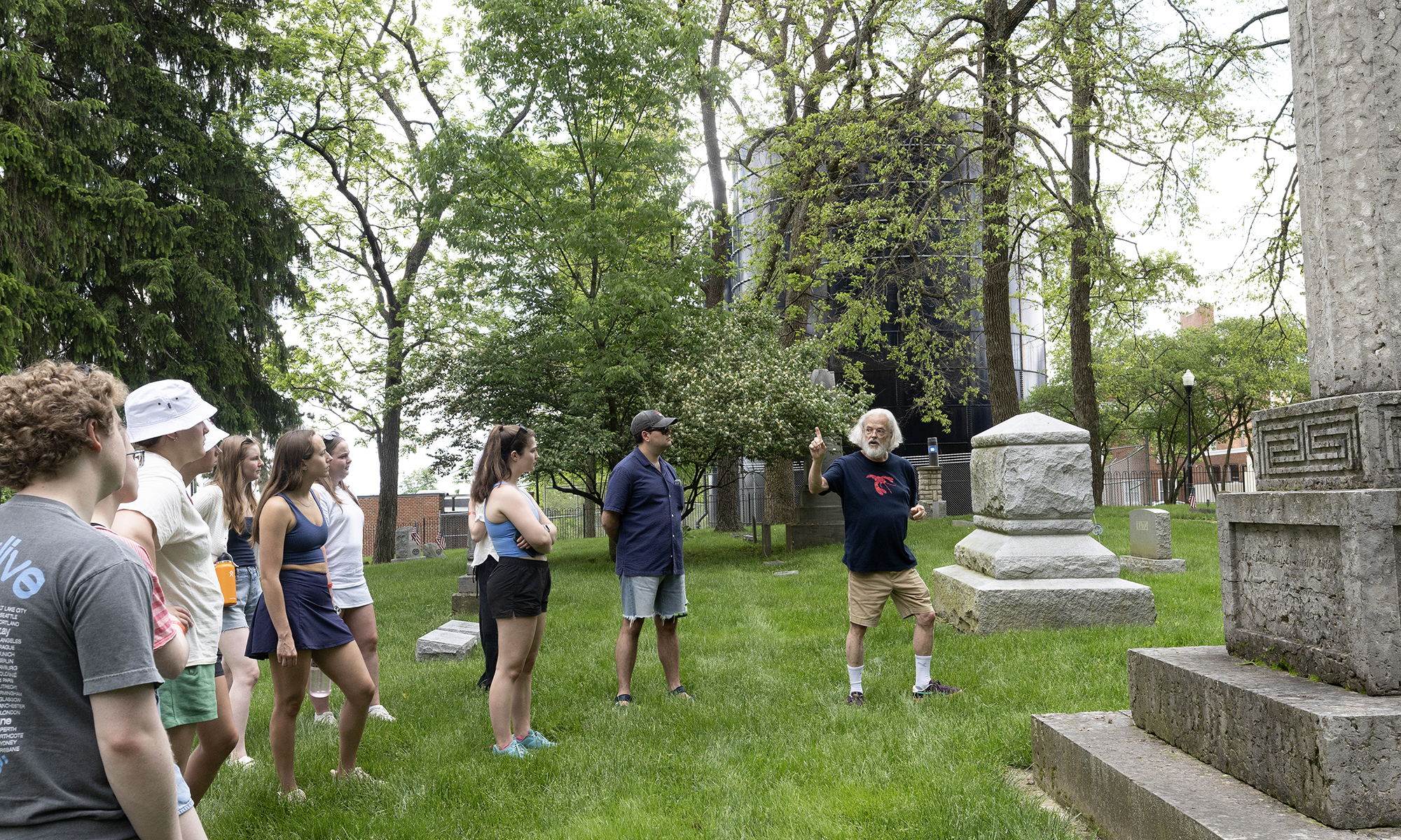 Students listen as a professor speaks.
