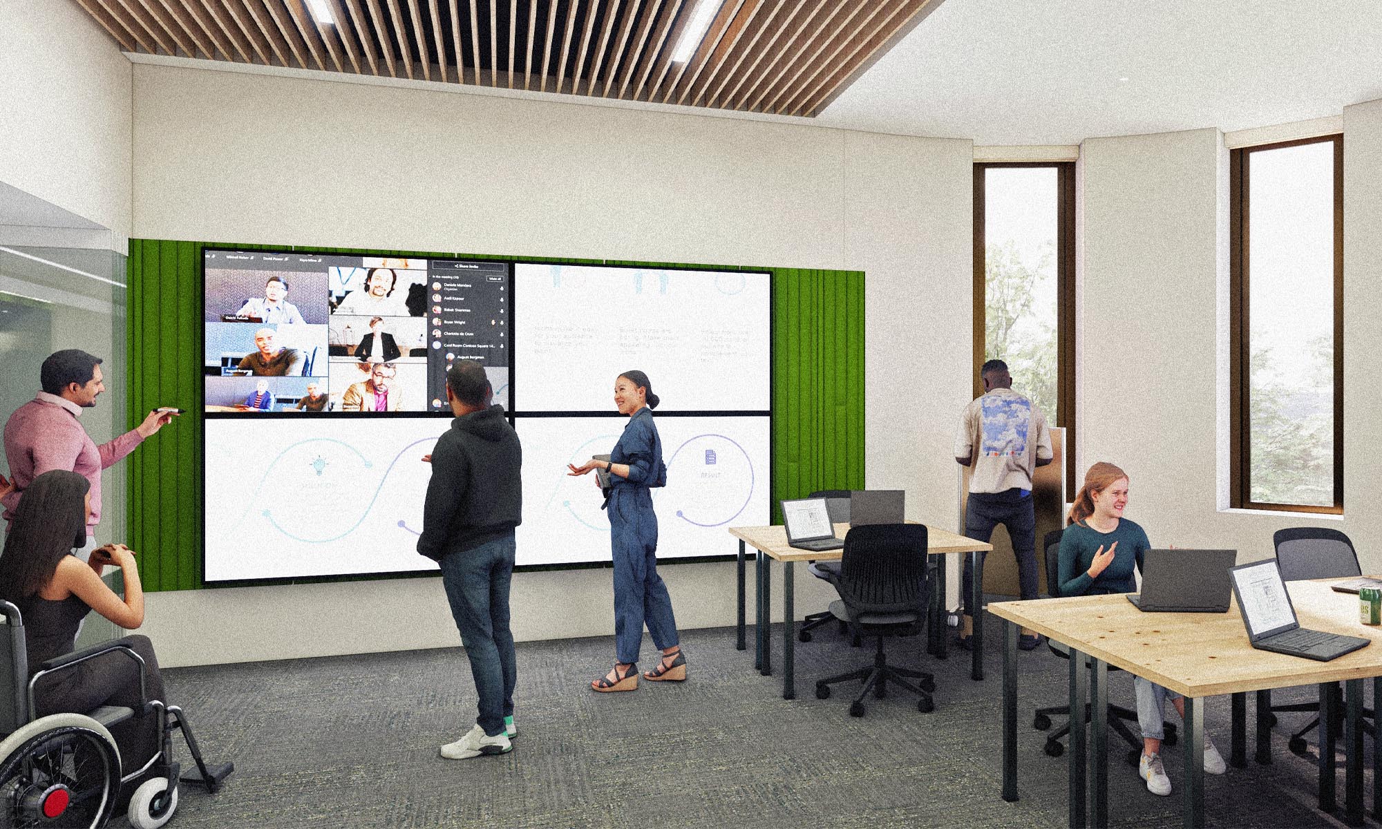 Rendering of first floor renovation interdisciplinary center.
