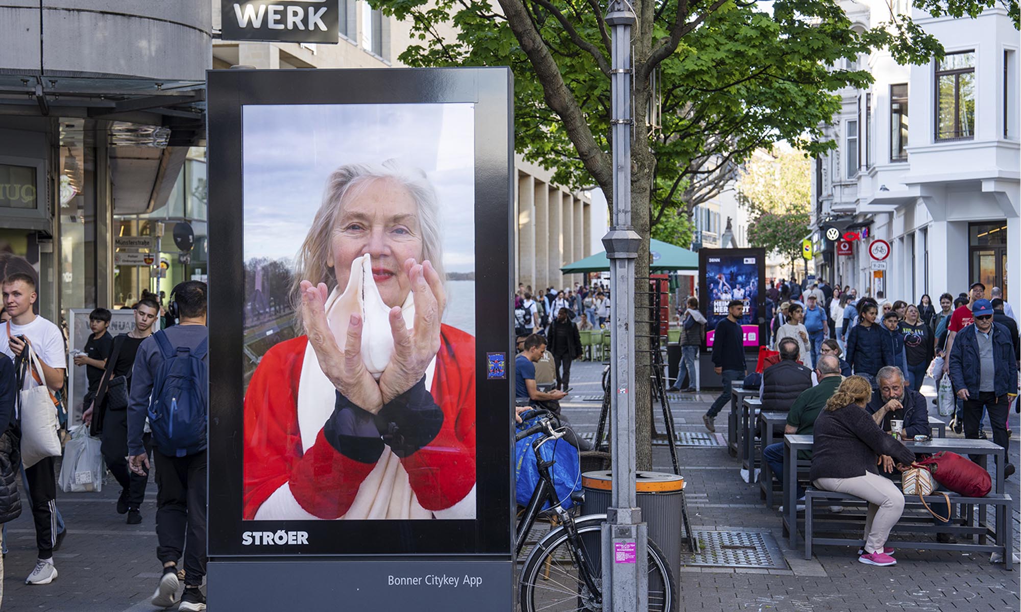 Images of install of I AM THE FIRST LESBIAN I EVER MET in Bonn city center, Germany (photo/Sheilah ReStack)
