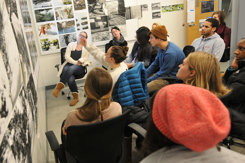 Students in a fine arts classroom